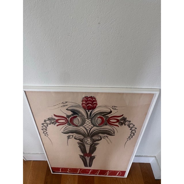 1950s Swedish Folk Art Framed “Leksand” Print 1954 Reproduction For Sale - Image 5 of 12