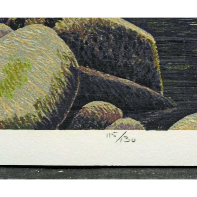 Gordon Mortensen "September, Big Sur" Signed Numbered Woodcut Art '91 California For Sale - Image 4 of 6