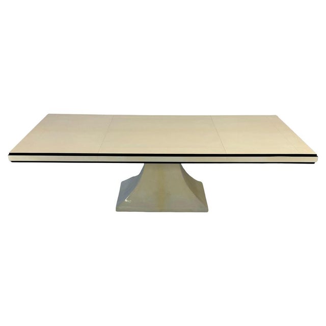 Italian Art Deco Table in Parchment Leather with Black Profiles, 1940s For Sale - Image 12 of 12