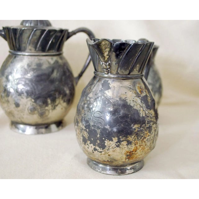 Silver Antique Victorian Silver Plate Tea Service - Set of Four For Sale - Image 8 of 11