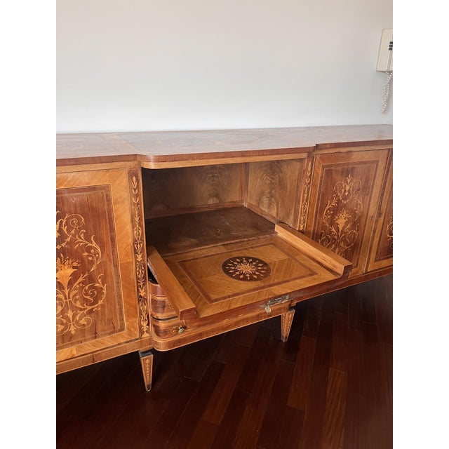 20th Century Inlaid Sideboard with Bar Compartment and Drawers, 1890s For Sale - Image 4 of 10