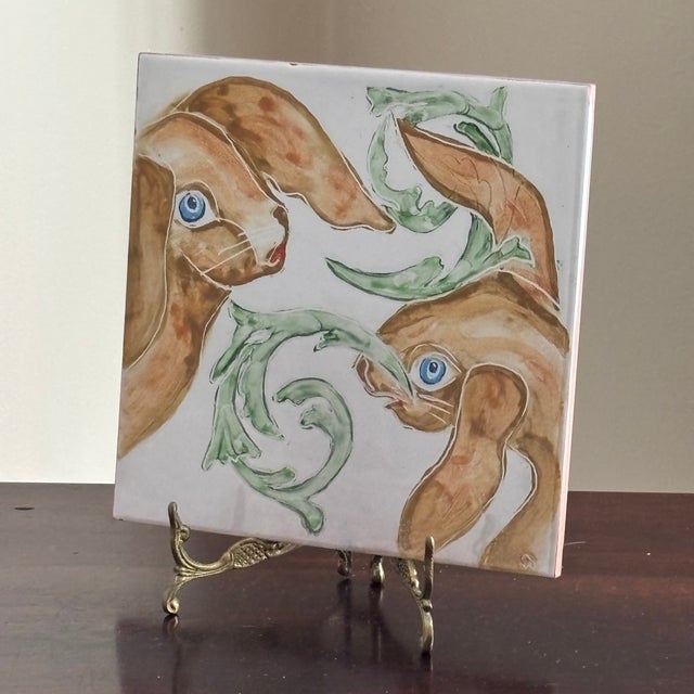 Vintage Hand Painted Italian Decorative Tile For Sale - Image 4 of 16