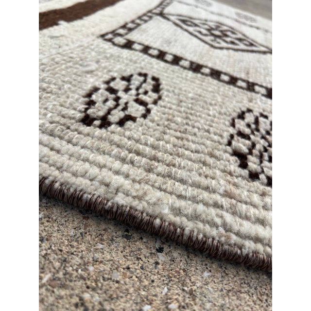 Muted Handmade Vintage Herki Runner Rug For Sale - Image 4 of 8