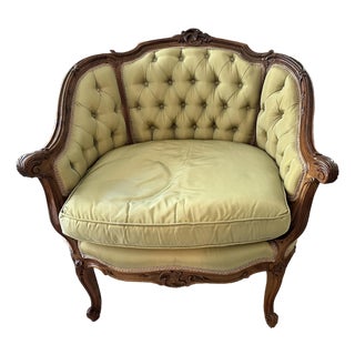 Late 20th Century French Provincial / Louis XV Style Bergère Armchair For Sale