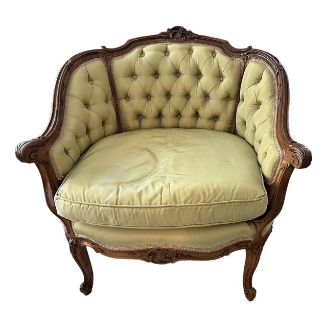 Late 20th Century French Provincial / Louis XV Style Bergère Armchair For Sale