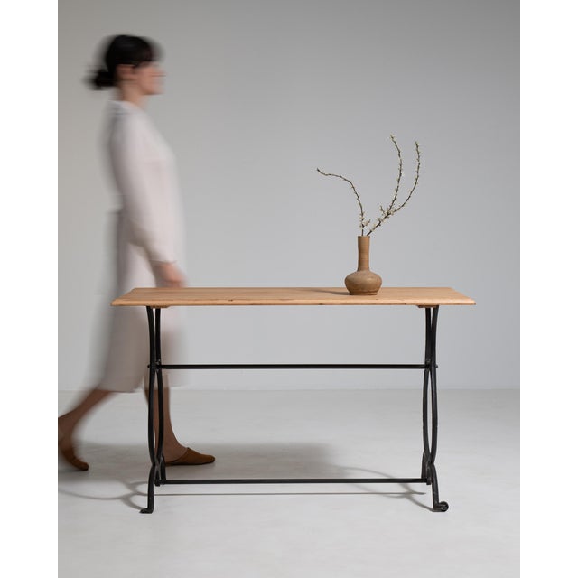French Cast Iron Bistro Table on Casters, Antique, France, Early 20th Century For Sale - Image 3 of 15