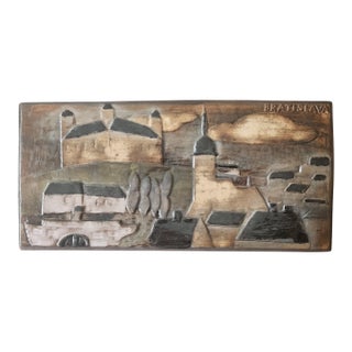Keramo Vršovice Bratislava Terracotta Brutalistic Wall Plaque Art For Sale