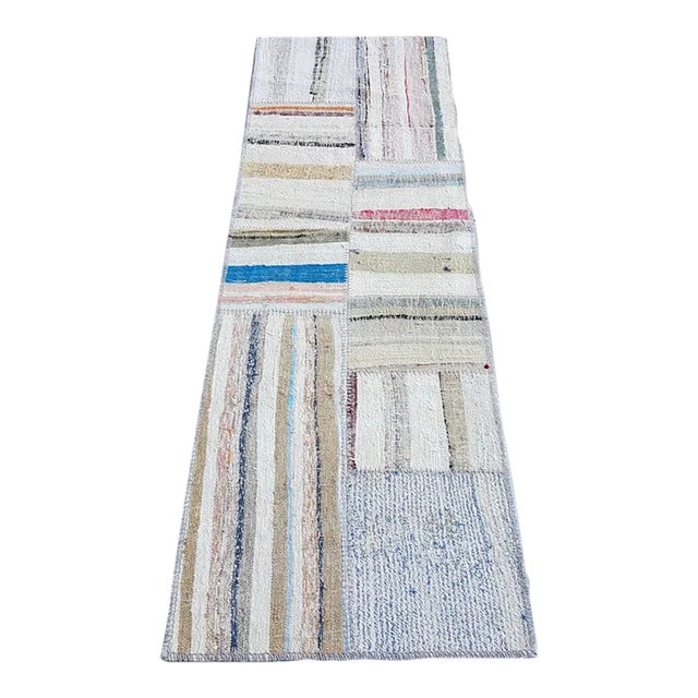 Mid 20th Century Turkish Stripe Kilim Runner For Sale