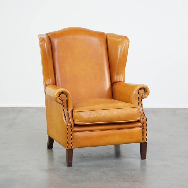 Wing Chair in Cowhide Leather For Sale - Image 12 of 12