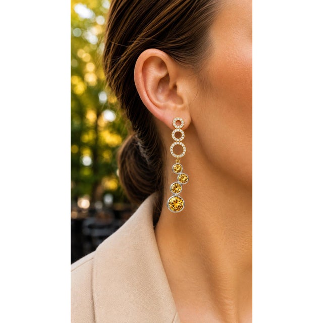 Not Yet Made - Made To Order Contemporary Silver Citrine Earrings, Pair For Sale - Image 5 of 6
