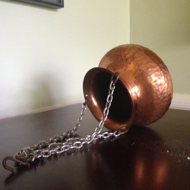 Vintage Hammered Copper Hanging Planter Chairish