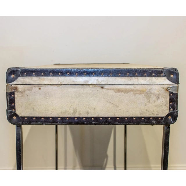 Bar Table Crafted With Vintage French Luggage & Custom Iron Base For Sale - Image 11 of 13