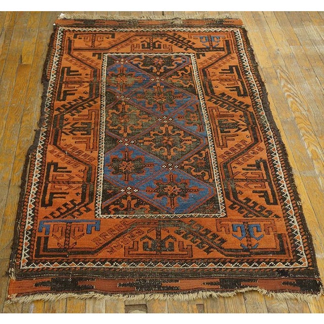 1900s Brown Geometric Tribal Antique Baluch Turkman Rug 3' X 5'4" Handknotted Wool Carpet For Sale In New York - Image 6 of 6