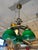 Antique Brass Neo Gothic Three Green Globe Ceiling Pendant Light. Professionally rewired October 2024. Great design...