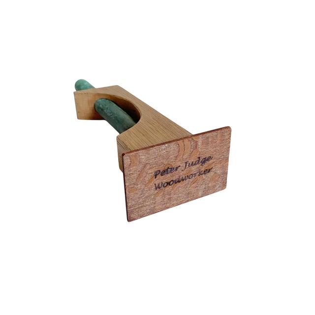 1990s Artisan Made Wood & Copper Tube Bud Vase or Incense Holder - Signed For Sale - Image 5 of 5