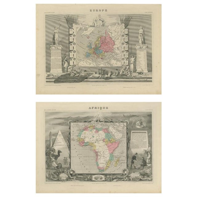 Antique Maps of Europe and Africa by Levasseur, 1845, Set of 2 For Sale - Image 16 of 18