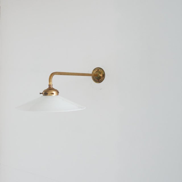 Glass Antique French Coolie Milk Glass Kitchen Task Wall Light, 1920s For Sale - Image 7 of 7