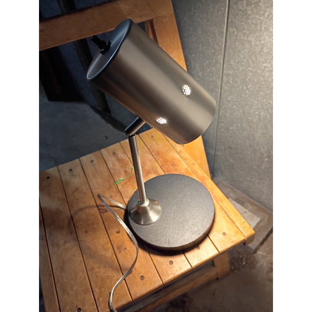 Silver Custom Made Brushed Nickel Desk Lamp For Sale - Image 8 of 10