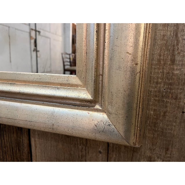 Glass 1980s Silver Framed Hanging Wall Mirror For Sale - Image 7 of 12