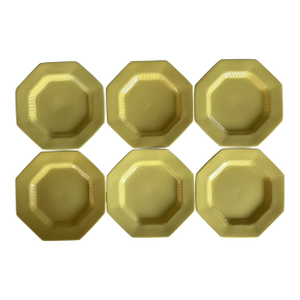 Set of 6 Octagon Daffodil All Yellow Independence Ironstone Dinner Plates by Interspace