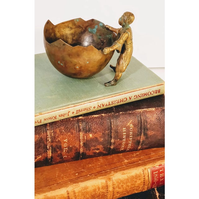 Early 20th Century Vintage Bronze Metal Figurine Basket For Sale - Image 5 of 13