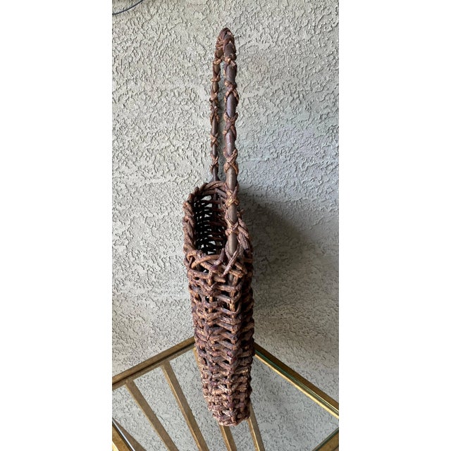 Cabin Mid 20th-Century Rustic Chic Handwoven Natural Willow Wall Pocket For Sale - Image 3 of 13