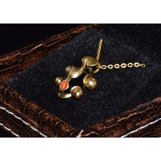 Onyx Designer Aaron Basha Enamel Solid 18k Gold #1 Race Car Charm Pendant For Sale - Image 8 of 10