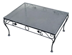 Woodard Vintage Wrought Iron Glass Top Outdoor Coffee Table