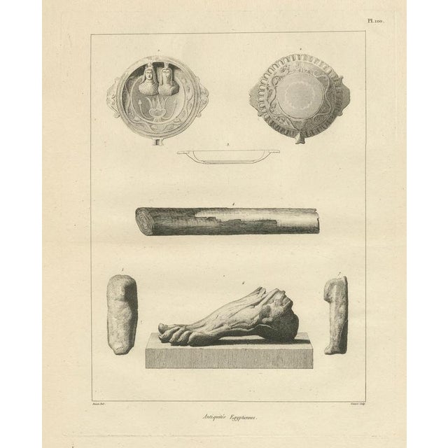 Paper After Dominique Vivant Denon, Napoleons Egypt: Ancient Artefacts and Sculptural Fragments, 1802, Engravings on Paper, Set of 2 For Sale - Image 7 of 10