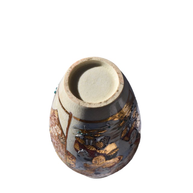 Ceramic Japanese Petite Satsuma Moriage Vase For Sale - Image 7 of 7