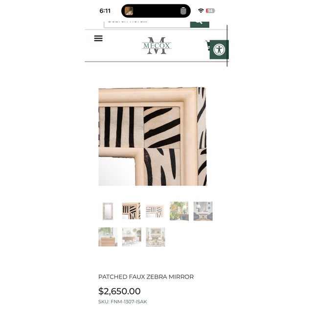 Campaign Patched Faux Zebra Mirror by Mecox Gardens For Sale - Image 3 of 12