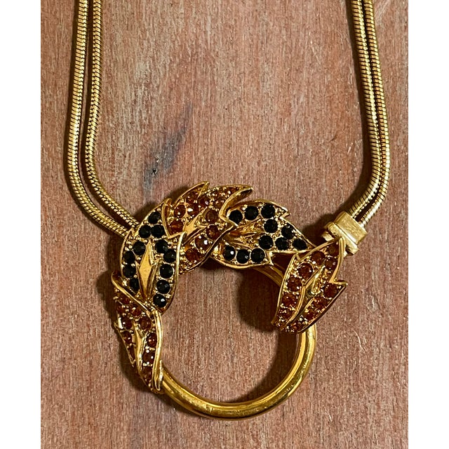 Judith Leiber Gold Double Snake Chain Pendant Necklace For Sale In New York - Image 6 of 8