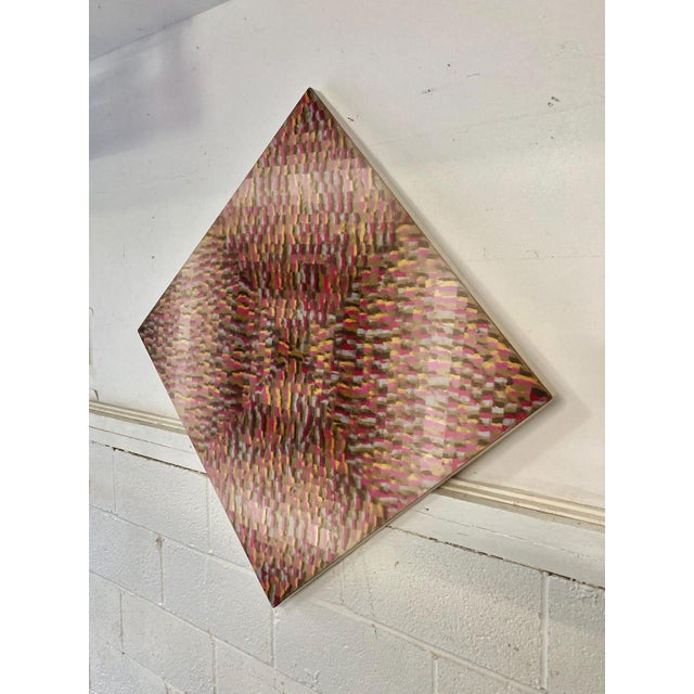 Abstract Vintage Mid Century Signed Abstract Geometric Oil Painting For Sale - Image 3 of 7