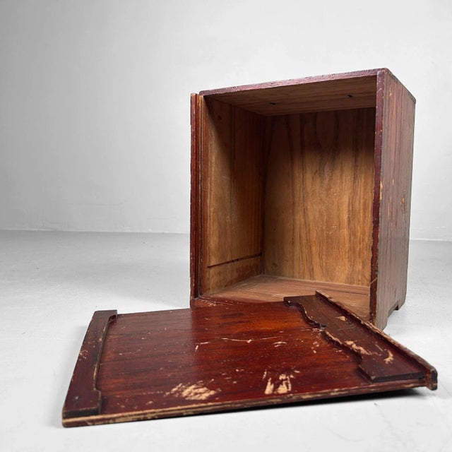 Brown Antique Wooden Storage Box, Japan, 1900 For Sale - Image 8 of 17