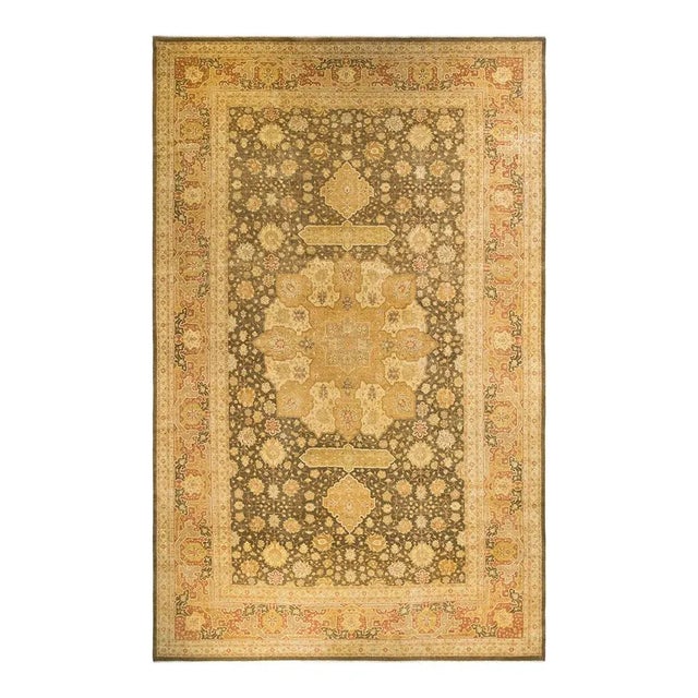 Mogul Collection Hand-Knotted Area Rug - Green 12' 6" x 20' 1" For Sale - Image 4 of 4