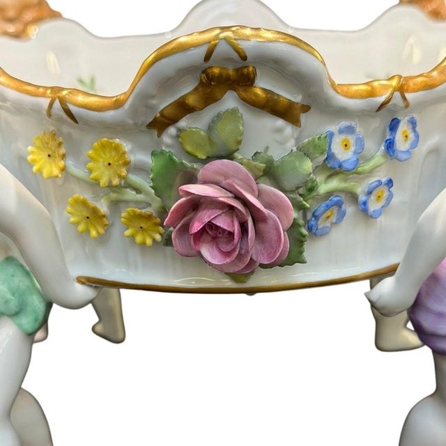 Rare Von Schierholz Handmalerei porcelain centerpiece bowl, Made in Germany c. 1930-1945. Exquisitely hand-painted and...