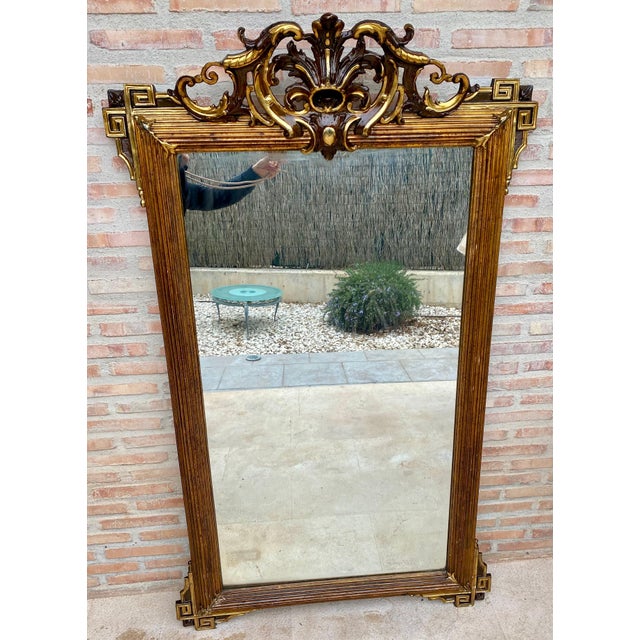 Large Antique Gold Leaf Ornate Carved Wall Mirror For Sale - Image 17 of 18