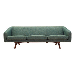 Danish Green Melange Sofa by A. Mikael Laursen for Illum Wikkelsø, 1960s For Sale