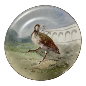 Mid 20th Century Limoges Signed Quail Bird Hanging Charger Plate
