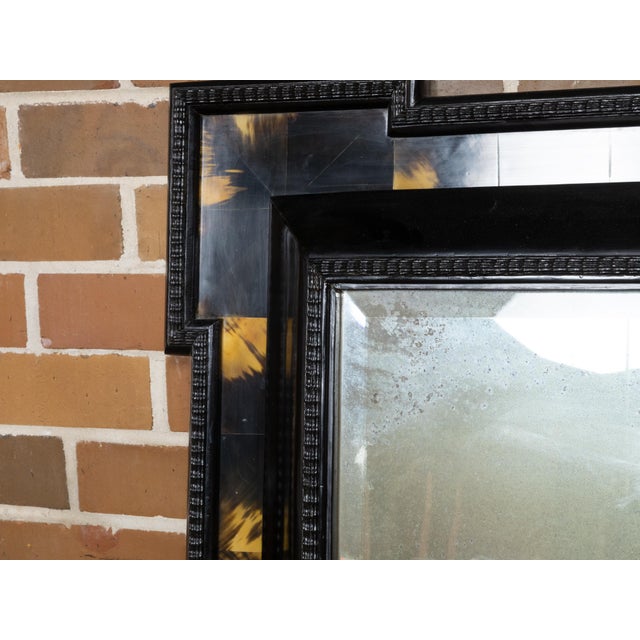 Dutch 19th Century Faux Tortoise Black and Amber Mirror with Carved Frame For Sale - Image 12 of 12