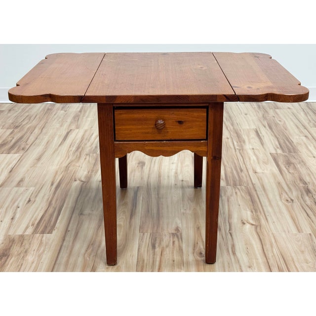 Vintage Broyhill Pine Drop Leaf Side Table For Sale - Image 9 of 16