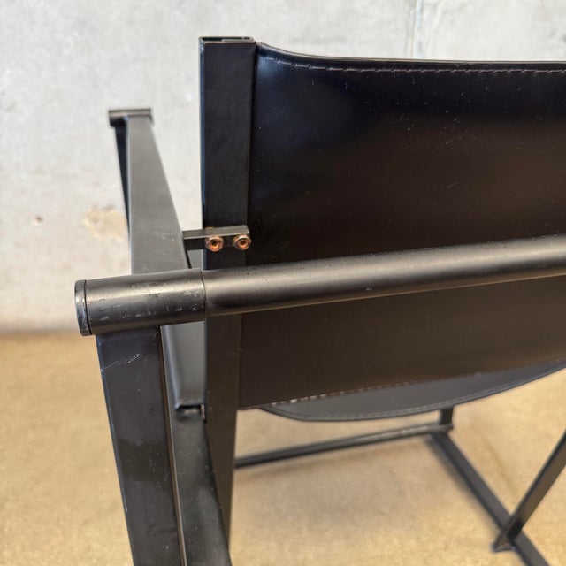 1990s Post Modern Black Leather and Metal Armchair #3 Attributed to Radbound Van Beekum for Pastoe For Sale - Image 10 of 10
