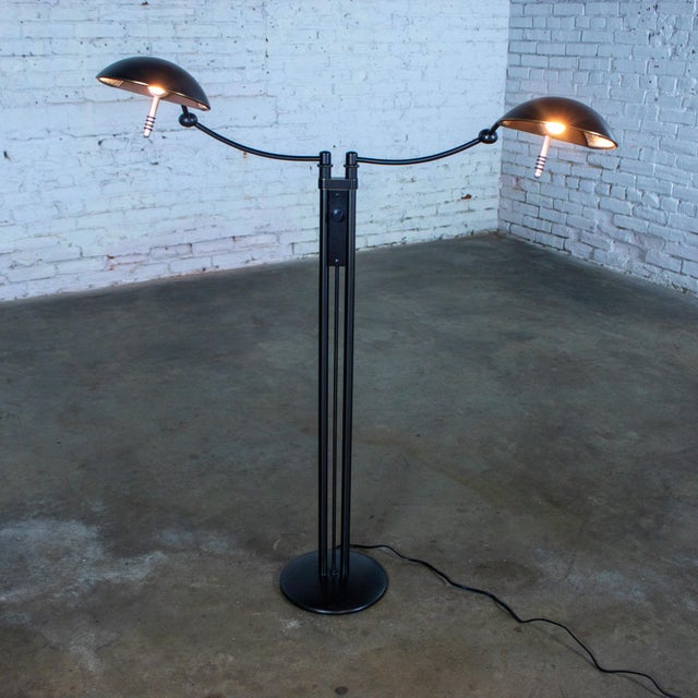 Late 20th Century Postmodern Floor Lamp Model 2505 by Holtkotter Leuchten Twin Arm Black Metal For Sale - Image 11 of 18