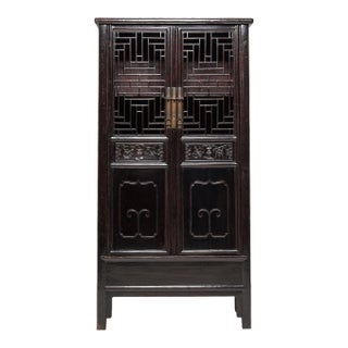 Antique Chinese Diamond Lattice Display Cabinet, 19th C. For Sale