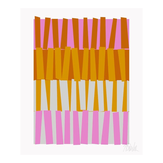 Color Rhythm in Pink and Carmel Fine Art Print 20" X 24" by Liz Roache For Sale