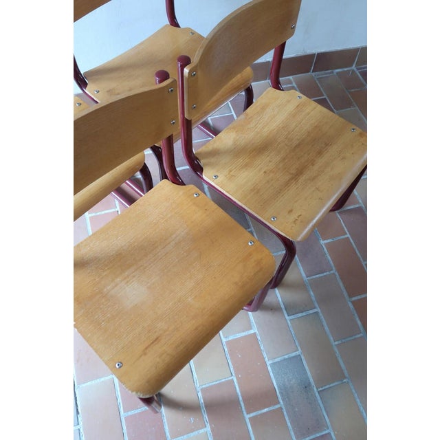 Cantilever Chairs in Beech and Red Lacquered Steel by Randers Møbelfabrik, Denmark, 1960s, Set of 4 For Sale - Image 9 of 18
