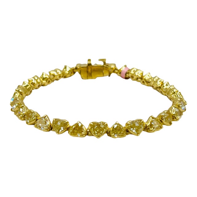 Yellow Heart Half Cart Each Diamond Bracelet in 18k Yellow Gold For Sale