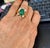 7 Carat Elongated Oval Emerald Cabochon 14 Karat Rose Gold Cocktail Ring Vintage For Sale - Image 18 of 18