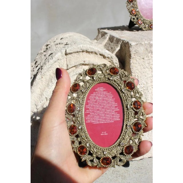 Adjustable Brass Photo Frames with Ornate, 1950s, Set of 2 For Sale - Image 6 of 8