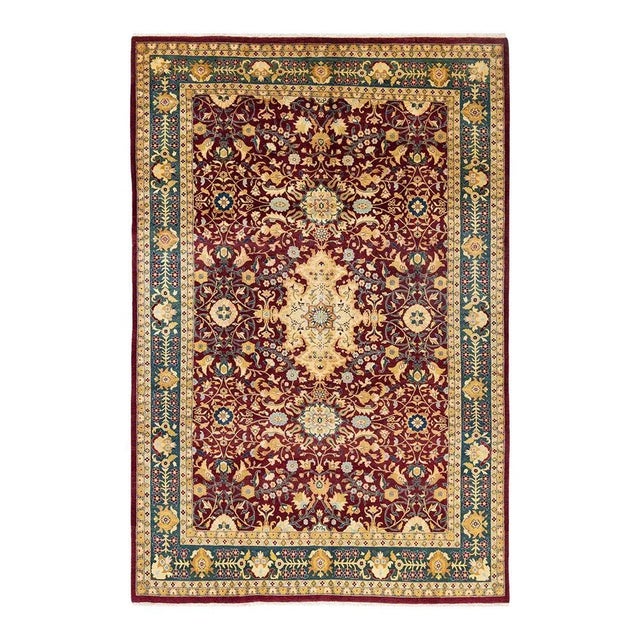Mogul Collection Hand-Knotted Area Rug - Red 5' 10" x 8' 10" For Sale - Image 4 of 4